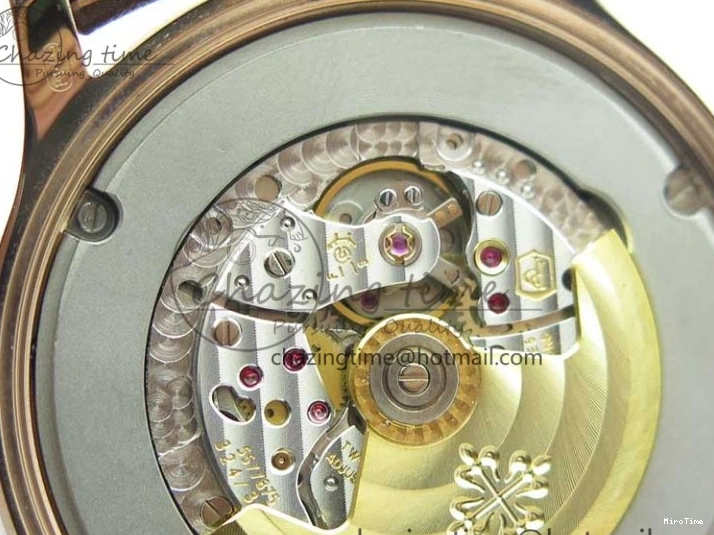 MIROTIME 0510 ZipUp Calatrava 5524R Pilot Travel Time RG GRF Brown Dial on Brown Leather Strap A324 V 7110